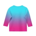 thumbnail image 4 of 2025 T-Shirts Décontractés pour Filles Manches 3/4 Col Rond Tops d'Été T-Shirts Unis Blouses d'Automne Chandail Tops Bleu, 4 of 6
