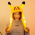 thumbnail image 2 of Pikachu Pikachu Hat Rabbit Ear Moving Jumping Hat Funny Bunny Plush Hat Cap V1, 2 of 5