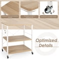 thumbnail image 3 of Patiojoy Kitchen Baker's Rack 3-Tier Microwave Cart with Wheels&10 Hooks Maple, 3 of 7