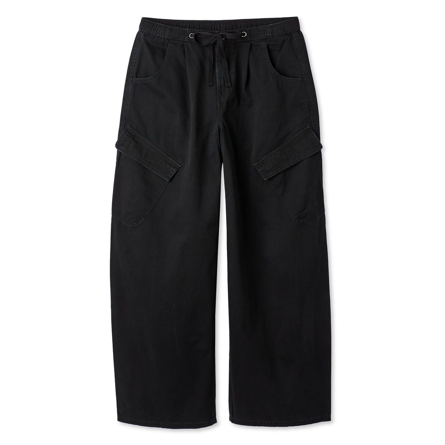 No Boundaries Women's Tie Waist Wide Leg Barrel Cargo Pant