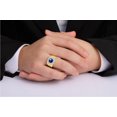 thumbnail image 2 of RYLOS Mens Rings Yellow Gold Plated Silver Designer Round Gemstone &  Diamond Ring Lapis September Birthstone Rings For Men, Men's Rings, Silver Rings, Sizes 8 - 13, 2 of 7