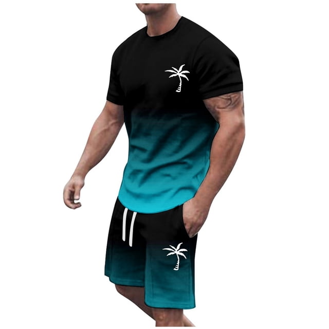 Catégorie de Produit et Optimisation du Titre des Complets pour Hommes Survêtement d'Été pour Hommes Grande Taille Manches Courtes Col Rond Athlétique Décontracté à Blocs de Couleur Ensemble de Survêtement à Taille