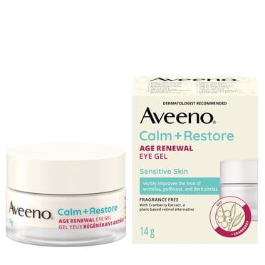 Aveeno® Calm + Restore Age Renewal Eye Gel, Anti Aging, Niacinamide, Oat, Cranberry, Retinol Alternative,  Gentle on Sensitive Skin, Hypoallergenic, Fragrance Free