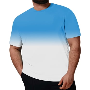 T-shirts pour Hommes Grande Taille, T-Shirt Graphique à Manches Courtes avec Imprimé Dégradé, Chemise Décontractée d'Été en Mélange de Polyester pour le Confort Extérieur
