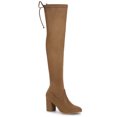 thumbnail image 1 of Unique Bargains Bottes Cuissardes à Talon Épais à Bout Rond pour Femme Brun 5,5, 1 of 8
