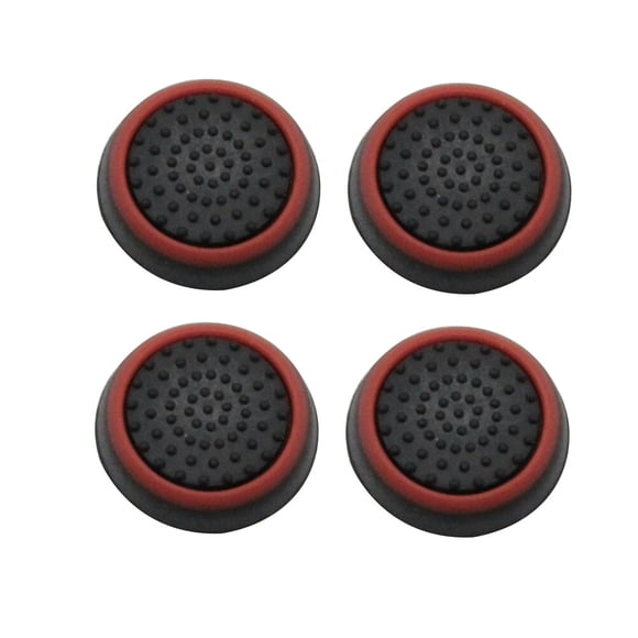 KAKOWELY 4 Pcs Silicone Thumb Grip Protect Cover for Ps3 Ps4 360 One U Game Controllers (Black and Red),0.79"X0.79"X0.2"