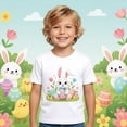 thumbnail image 2 of MIASHUI T-Shirts Graphiques de Pâques pour Garçons Doux Décontractés à Manches Courtes Hauts Colorés pour Enfants Blanc, 4-5 Ans, 2 of 4