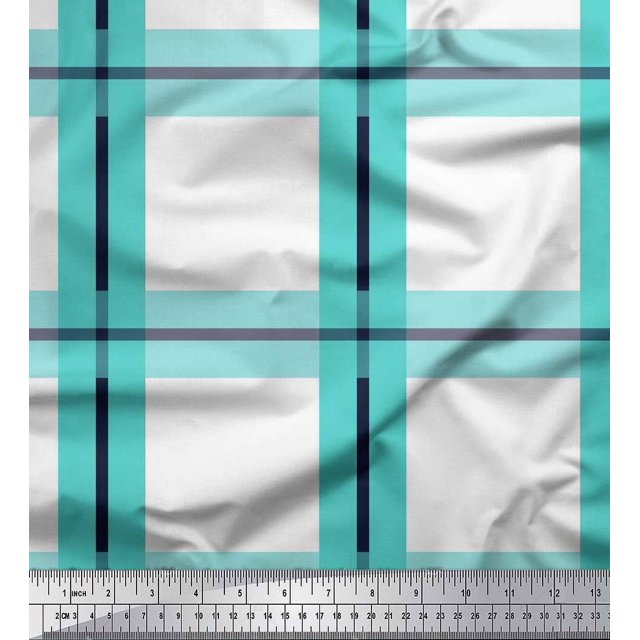 Soimoi Georgette Viscose Fabric Check Check Print Fabric by the Yard 42 Inch Wide