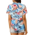 thumbnail image 3 of INSPIRE CHIC Women's Shirts Hawaiian Short Sleeve Tropical Floral Button Down Tops S Light Blue, 3 of 7