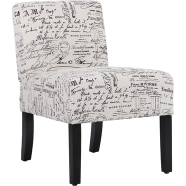 BestMassage Chaise de Salle à Manger Moderne Sans Accoudoirs avec Pattes en Bois Massif, Chaise de Salon Rembourrée en Tissu, Blanc