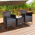 thumbnail image 3 of Patiojoy 3-Piece Patio Wicker Rattan Furniture Set Conversation Sofa Set  W/Coffee Table Grey, 3 of 10