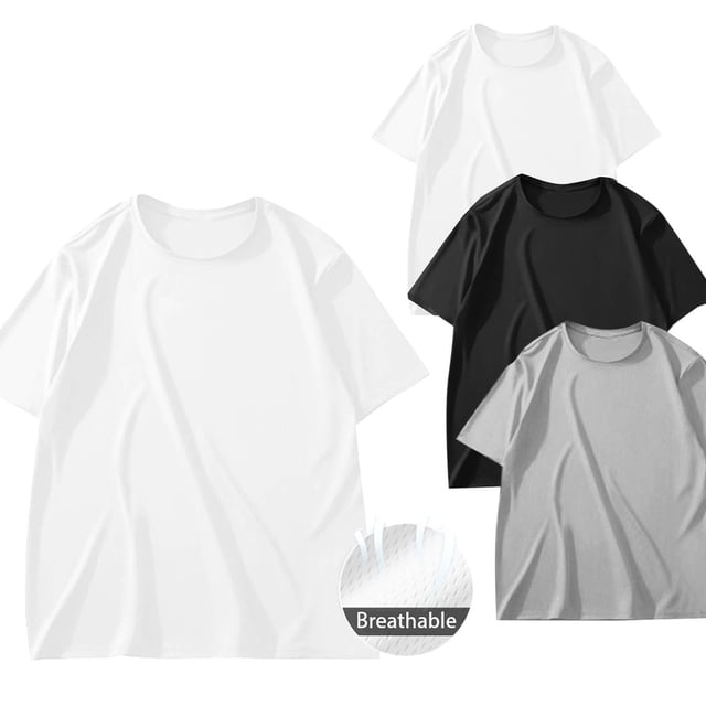 asjyhkr 3 Pcs T-Shirt à Manches Courtes pour Homme Grande Taille Col Ras du Cou T-Shirts Basiques Unis M-5TG