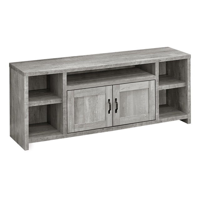 Monarch Specialties Tv Stand, 60 Inch, Console, Media Entertainment Center, Storage Cabinet, Living Room, Bedroom, Laminate, Grey, Transitional