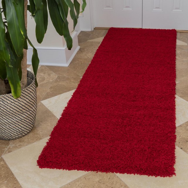 Ottomanson Non-Slip Rubberback Soft Shag Runner Rug for Hallway and Bathroom, Area Rug for Living Room, Bedroom, Dining Room