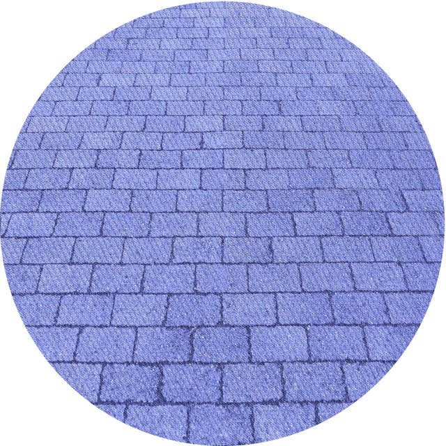 Ahgly Tapis Rond Lavable en Machine Intérieur Transitionnel Bleu Denim, 5 Pieds Rond