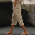 thumbnail image 2 of Plebaso Womens Capris Pants 2025 Summer Drawstring Casual Pants Lightweight Cropped Pants with Pockets, 2 of 5