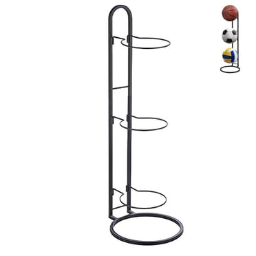 Basketball Football Volleyball Pendulum Storage Rack Black Carbon Steel Ball Storage Holder Sport Equipment Organizer for Indoor Outdoor Sports