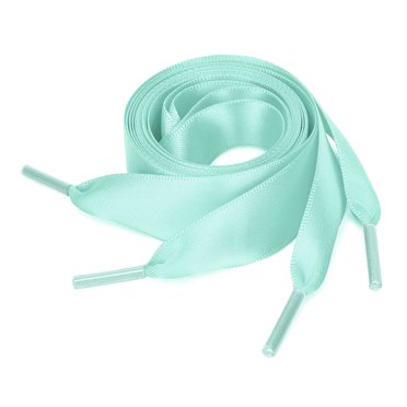 INSPIRE CHIC Women's 2 Pairs Flat Ribbon Sneaker Canvas Shoelaces Turquoise 110cm/43.3"