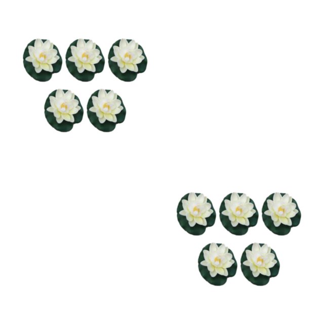 Maytalsory 5pcs Artificial Float Lotus Flowers Elegant Low Maintenance Realistic Appearance milky white 2Set