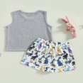thumbnail image 2 of Kid Summer Easter Shorts Set Letters Print Tank Top with Bunny Shorts, 2 of 6