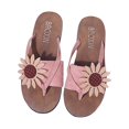 thumbnail image 3 of LSLJS Summer Ladies Sandals And Slippers Flip Flops Suede Flowers Flat Beach Shoes, Women's Slippers, 3 of 7