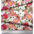 thumbnail image 3 of Soimoi Modal Satin Fabric Leaves,Clematis & Rose Floral Print Fabric by the Yard 42 Inch Wide, 3 of 3