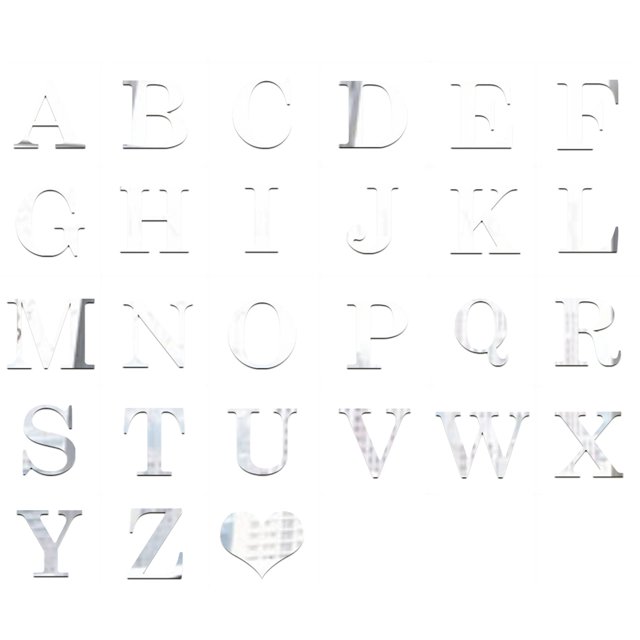 Transemion English Letters Mirror Sticker 3D Acrylic Alphabet Mirrored Decals DIY Room Home Decoration Wallpaper by Silver letter 26pcs