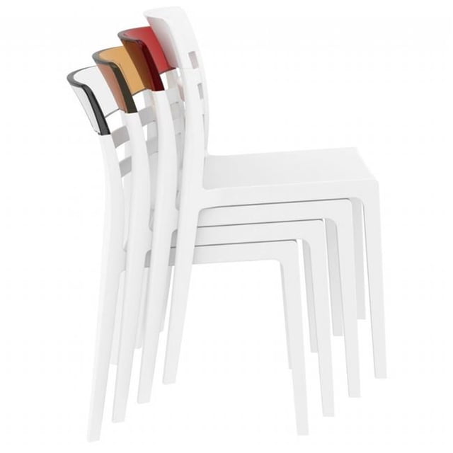 Siesta ISP091-WHI-TRED Chaise de Salle à Manger Flash Blanche Transparente Rouge - Ensemble de 2