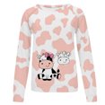 thumbnail image 4 of CEHVOM Womens Shirts Round-Neck Print Long Sleeve Tops Printed Regular Blouse Clearance, 4 of 5