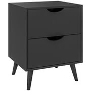 Modern Nightstand, Bedside Table with 2 Drawers and Wood Legs for Bedroom
