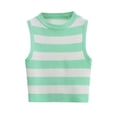 thumbnail image 1 of Dealovy Débardeurs pour Femmes Été Côtelé Court Ajusté Rayé Sans Manches Col Rond T-Shirts, 1 of 4