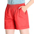 thumbnail image 2 of Ovticza Shorts en Lin pour Femmes Taille Élastique Décontractée Shorts de Plage Confortables avec Cordon Rouge Melon D\'eau TG, 2 of 6