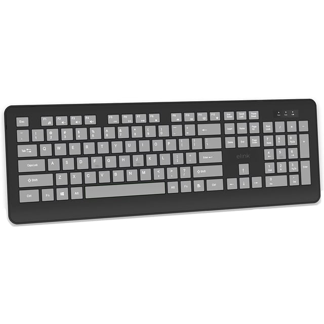 Elink KBR647 - Rechargeable Wireless Keyboard, 105 Keys, 2.4Ghz, Black