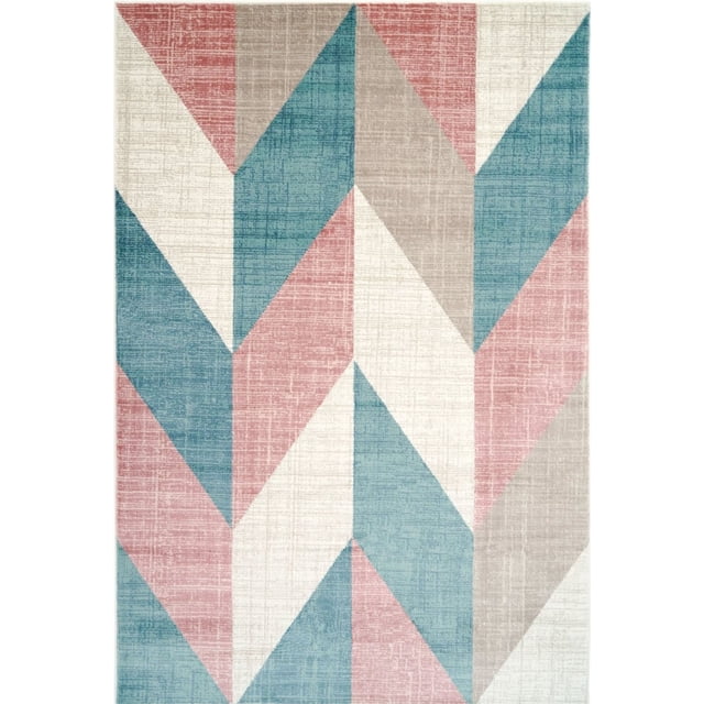 Ladole Rugs Blue Pink Turquoise Indoor Modern Area Rug Mat Carpet Runner for Living Bed room Entry way Patio Small Medium Large Non Slip Skid Size 3x5. 4x6 5 x 8 7 x 10, 9 by 12 11 feet ft