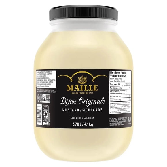 Maille Moutarde de Dijon Originale en, Pot de Service Alimentaire en Vrac 3,78 L / 4,18 kg – Moutarde Française Classique