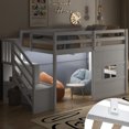 thumbnail image 1 of Twin Size Loft Bed with Storage Staircase and Window, With LED Light, White, 1 of 11