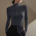 thumbnail image 2 of Yuyuzo Women's Long Sleeve T Shirts Turtleneck Pullover Tight Slim Tops Color Block Basic Tees Shirts, 2 of 7