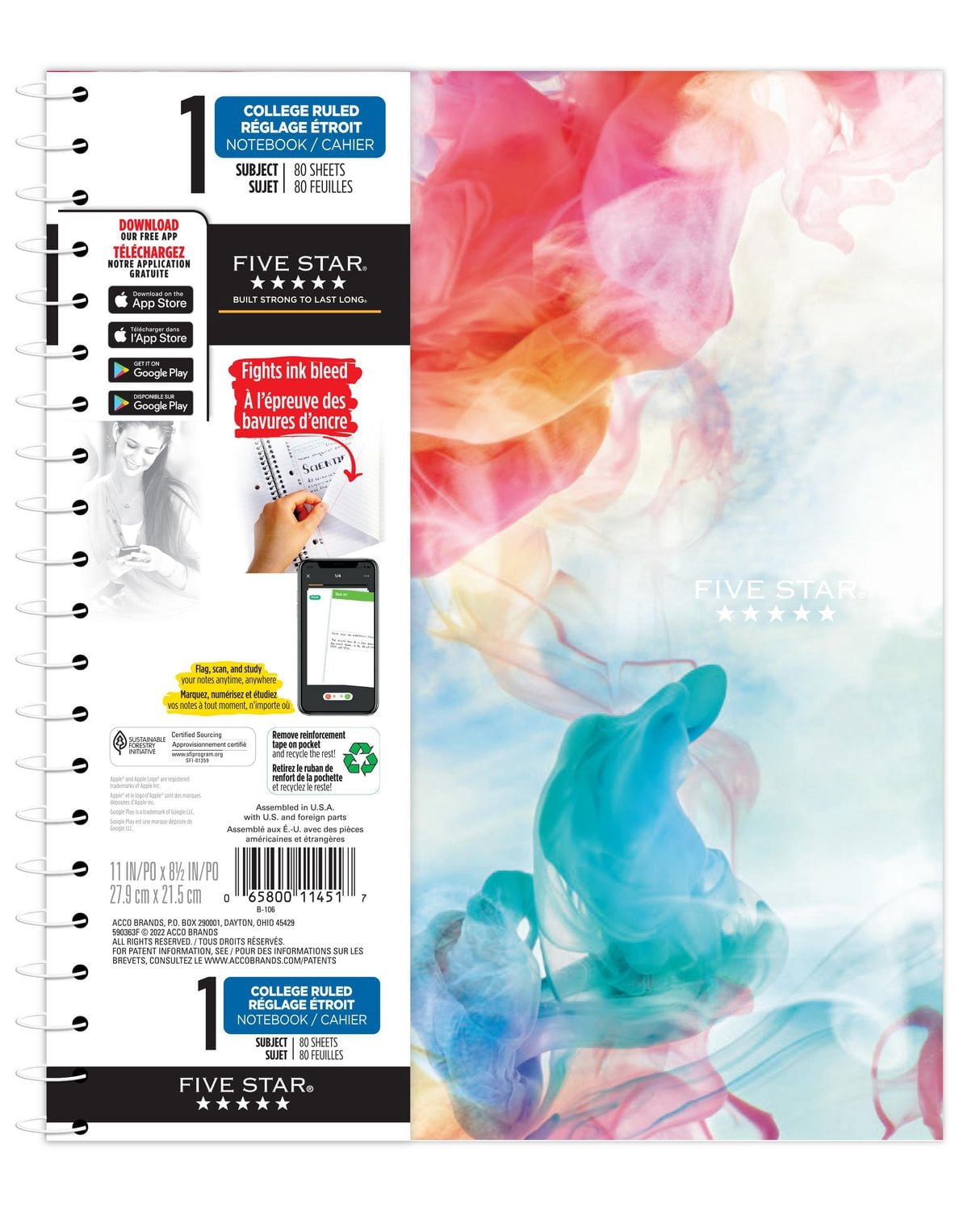 Five Star® Fashion Fluid 1 Subject Notebook