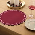 thumbnail image 2 of Holiday Time Cranberry Spice Collection Set de table festonné brodé, Rouge/Blanc, 15" rond, 2 of 4