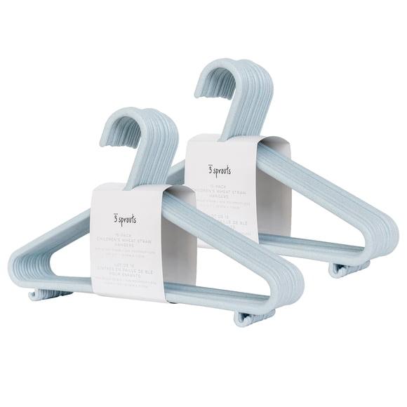 3 Sprouts Baby Wheat Straw Plastic Clothes Hangers - Pack of 30 - Speckled Blue