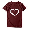 thumbnail image 1 of Babysbule Hauts pour Femmes en Liquidation Femmes Manches Courtes Col Rond Imprimé en Forme de Cœur Hauts Décontractés Blouse T-shirt, 1 of 7