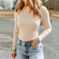 thumbnail image 2 of Yuyuzo Womens Ribbed Basic Tops Turtleneck Long Sleeve Stretchy Tight Pullover Blouse Dailywear Undershirts, 2 of 7