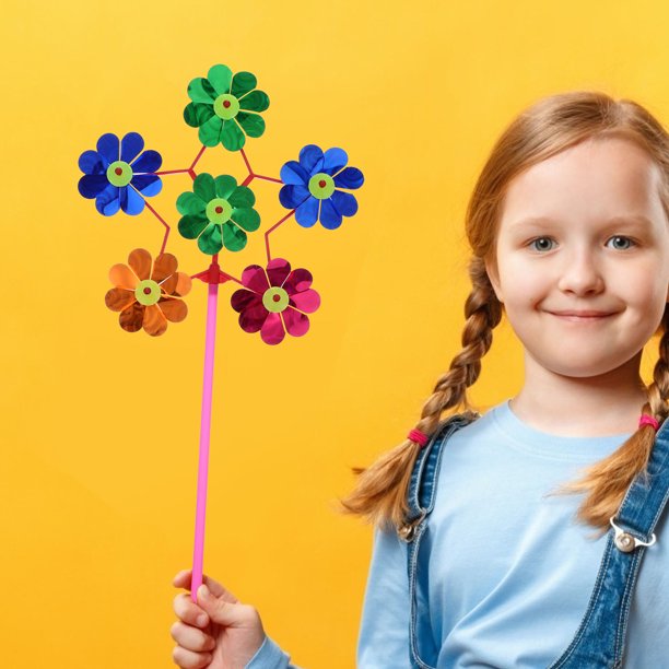 WHAMVOX 25Pcs Spinning Cartoon Pinwheels for Garden Toys and