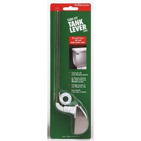 Fluidmaster 686 Sure-Fit Euro Universal Toilet Tank Lever, 12 in L Durable Metal Platinum Handle, Plastic