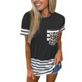 thumbnail image 1 of Nouveau T-Shirt Décontracté pour Femmes à Manches Courtes, Imprimé Rayé, Patchwork, Col Rond, Grande Taille, Poches, Blouse Ample, 1 of 6