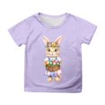 thumbnail image 1 of PMVFHDE Robe T-Shirt pour Filles Hauts de Sortie pour Fille T-Shirts pour Filles Coupe Ample T-Shirts pour Filles T-Shirts Graphiques pour Fille Pâques T-Shirt à Manches Courtes Imprimé pour Filles Haut T-Shirt Décontracté Violet, 3-4 Ans, 1 of 4