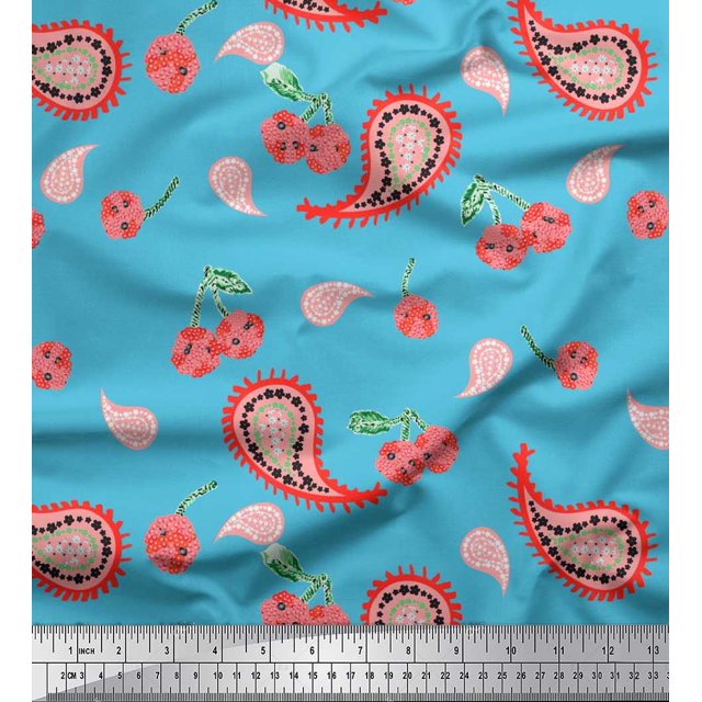 Soimoi Cotton Cambric Fabric Floral & Paisley Print Fabric by The Yard 42 Inch Wide