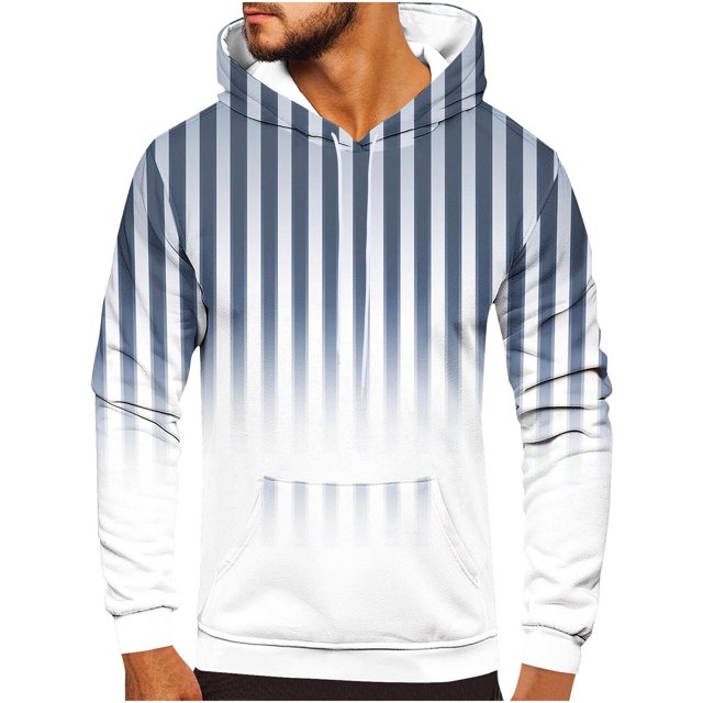 Rbaofujie Mode Hommes Chandails à Capuchon & Chandails en Molleton Hommes Mode Décontractée Col Rond Poches Imprimé Dégradé Pull Manches Longues Hauts Sweat à Capuche Chemises de Pêche pour Hommes