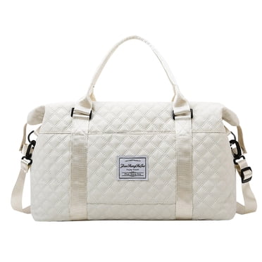 Meitianfacai Sport Travel Duffle Bag Large Gym Tote Bag for Women, Weekender Bag Carry on Bag for Airplane, Ladies Beach Bag Overnight Bag Waterproof Hospital Bag Luggage Bag with Wet Bag,White