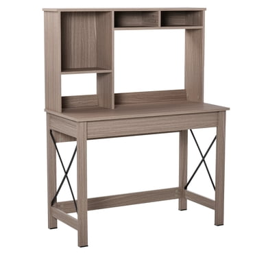 HOMCOM Bureau d'Ordinateur avec Rangement, Table d'Étude avec Étagères à Livres, Brun